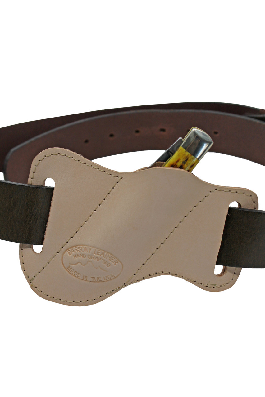 Natural Tan Leather Horizontal Canted Knife Sheath