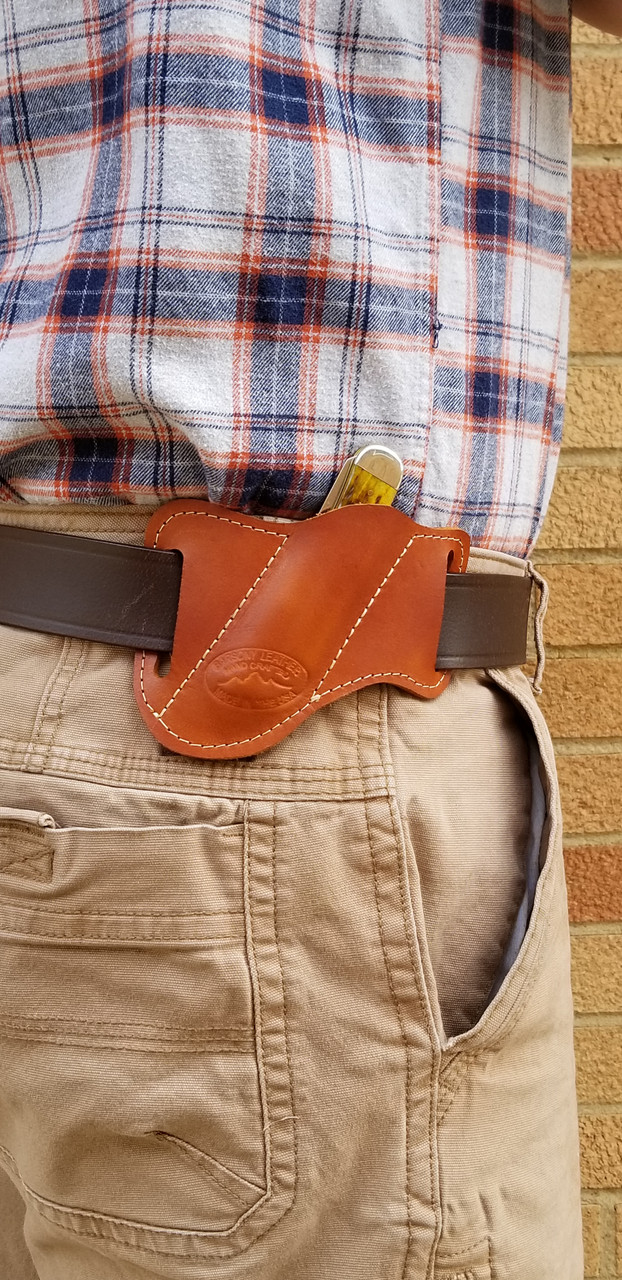 Saddle Tan Leather Horizontal Canted Knife Sheath Barsony Holsters