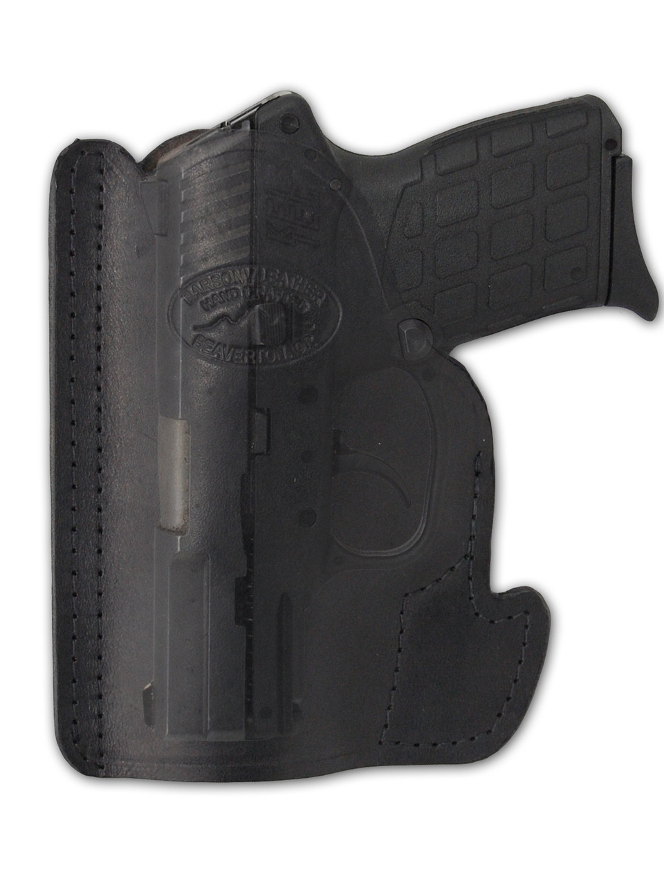 Black Leather Ambidextrous Pocket Holster for Compact 9mm 40 45 Pistols