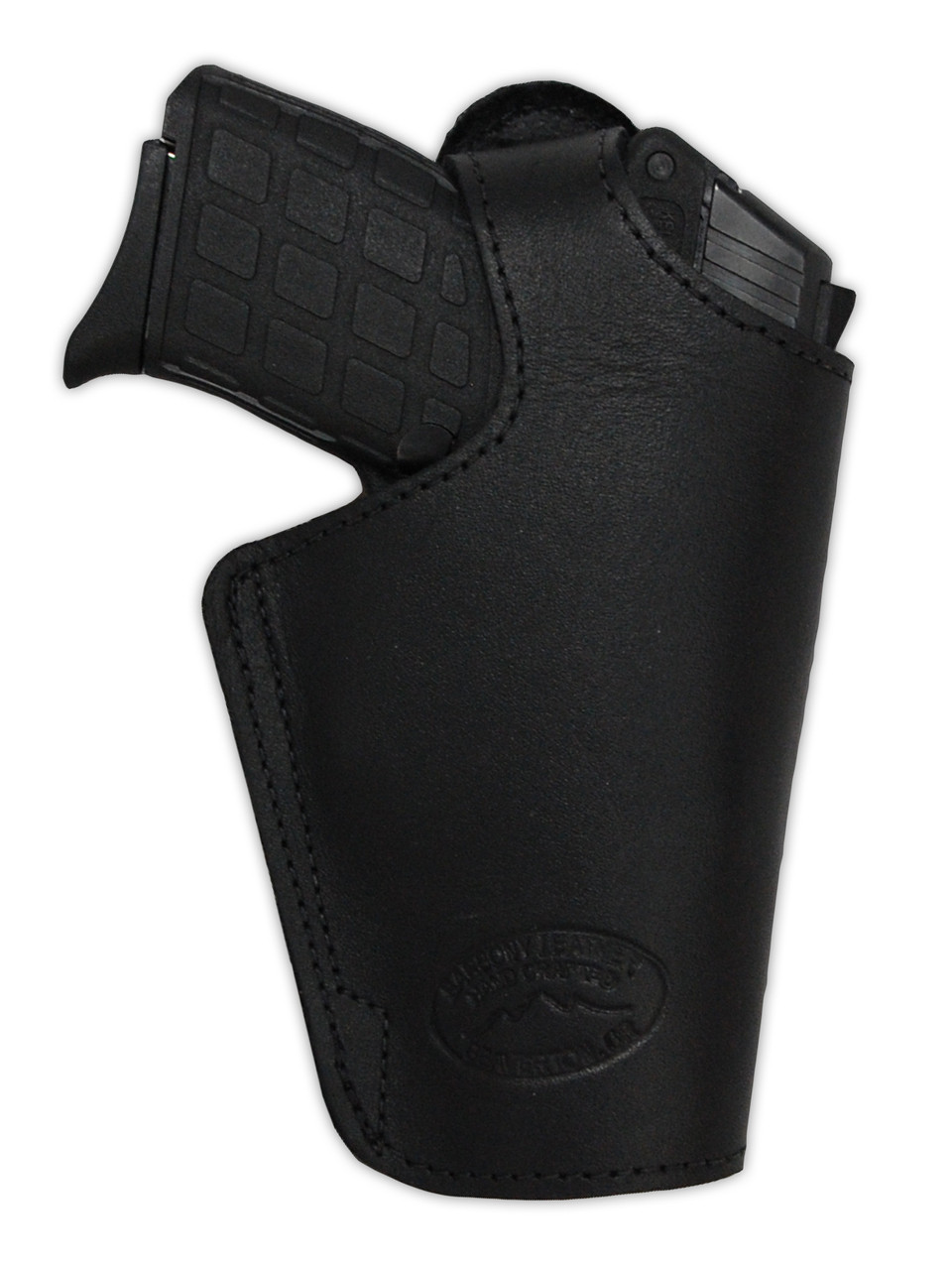 Black leather thumb-break holster