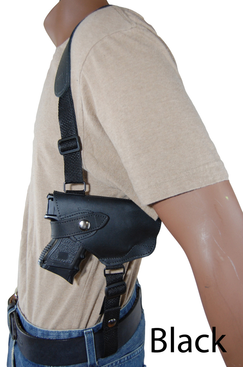 black leather shoulder holster