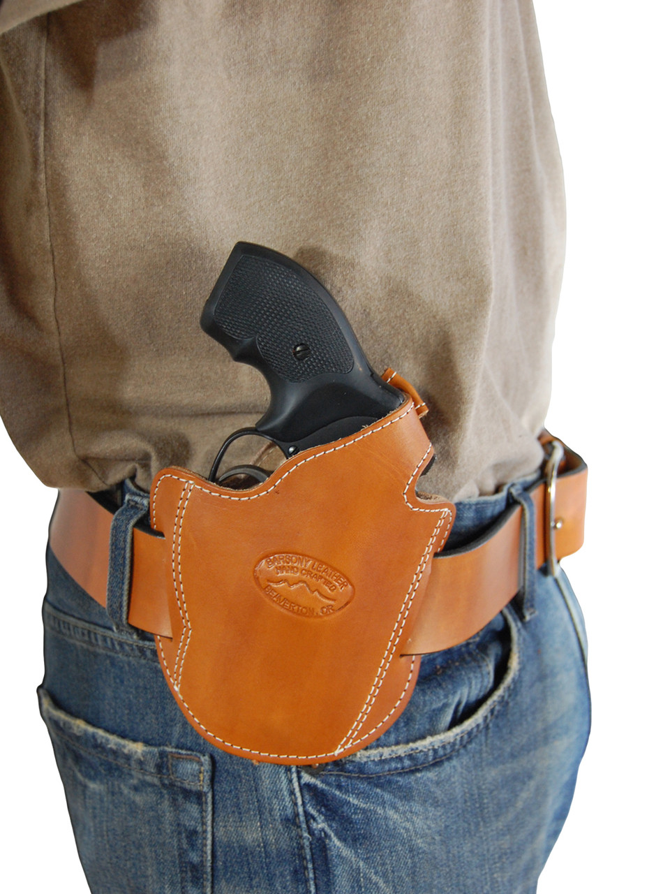 Tan Leather Pancake Holster for .22 .38 .357 2
