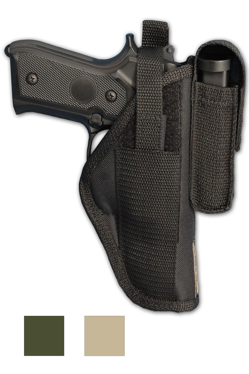 Outside the Waistband Holster with Magazine Pouch for Full Size 9mm 40 45 Pistols - available in black, desert sand and woodland green