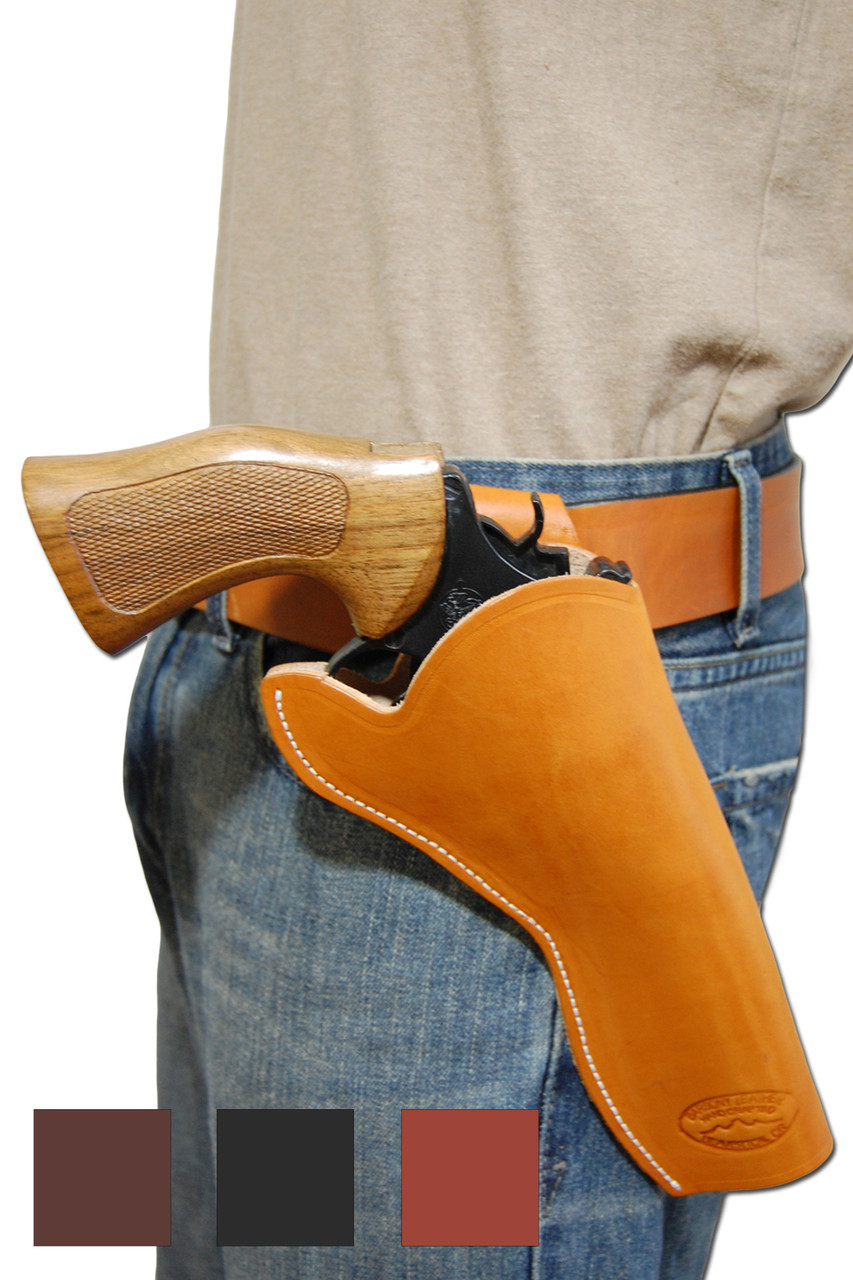 Leather Cross Draw Holster for 6" Revolvers - available in black, brown, burgundy and saddle tan