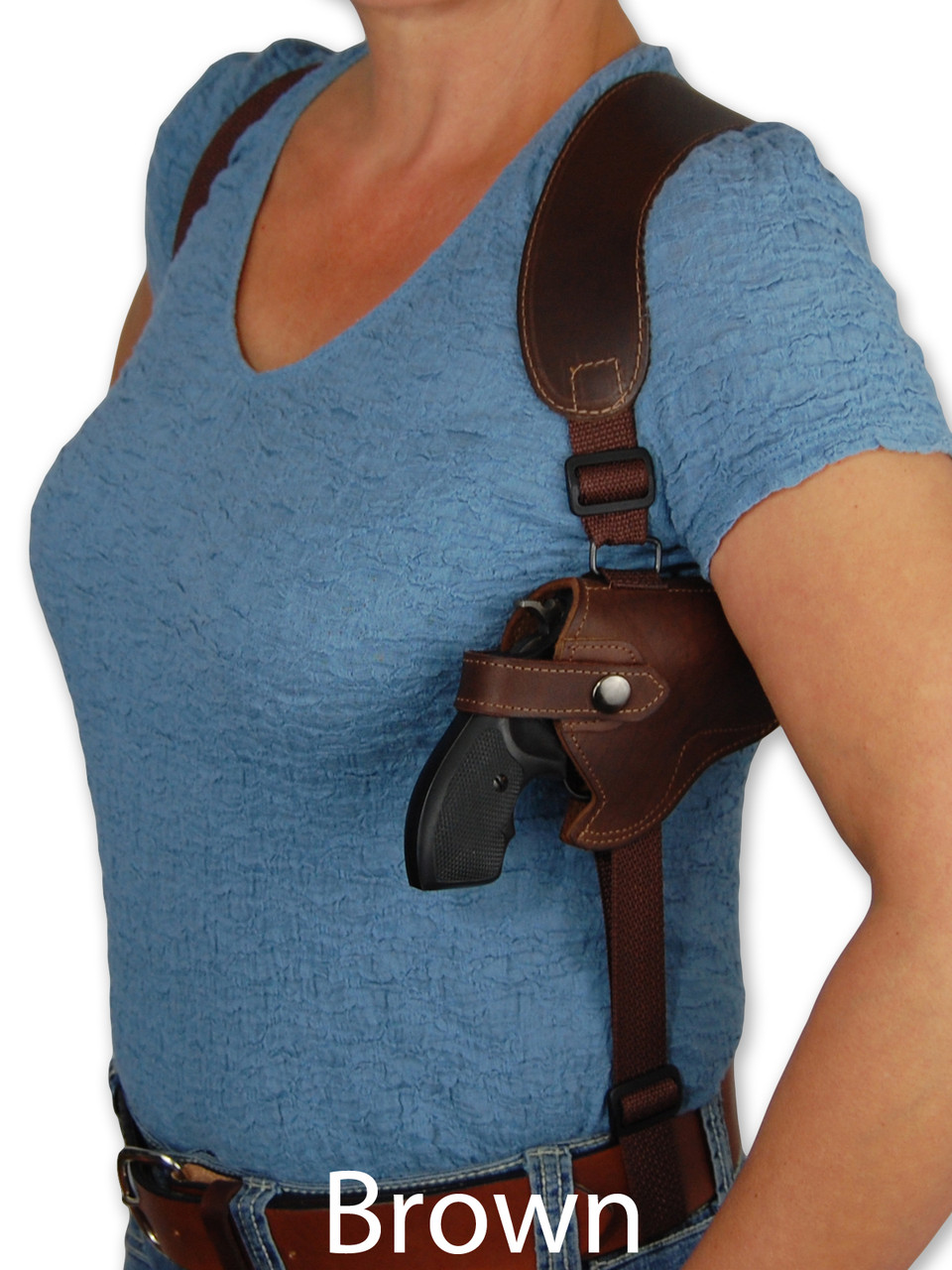 brown leather shoulder holster