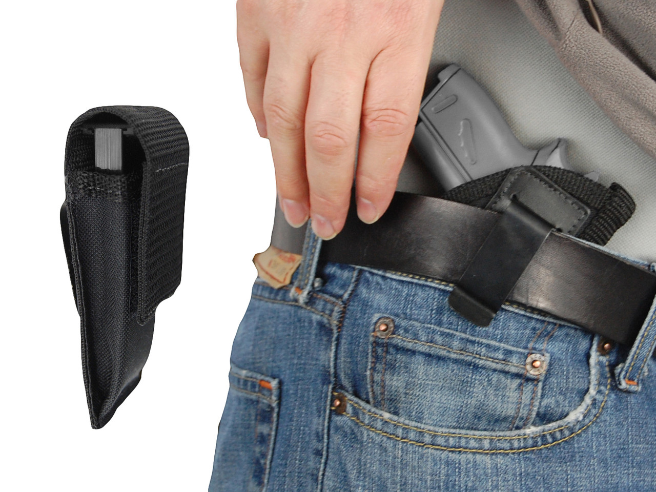 inside the waistband with magazine pouch