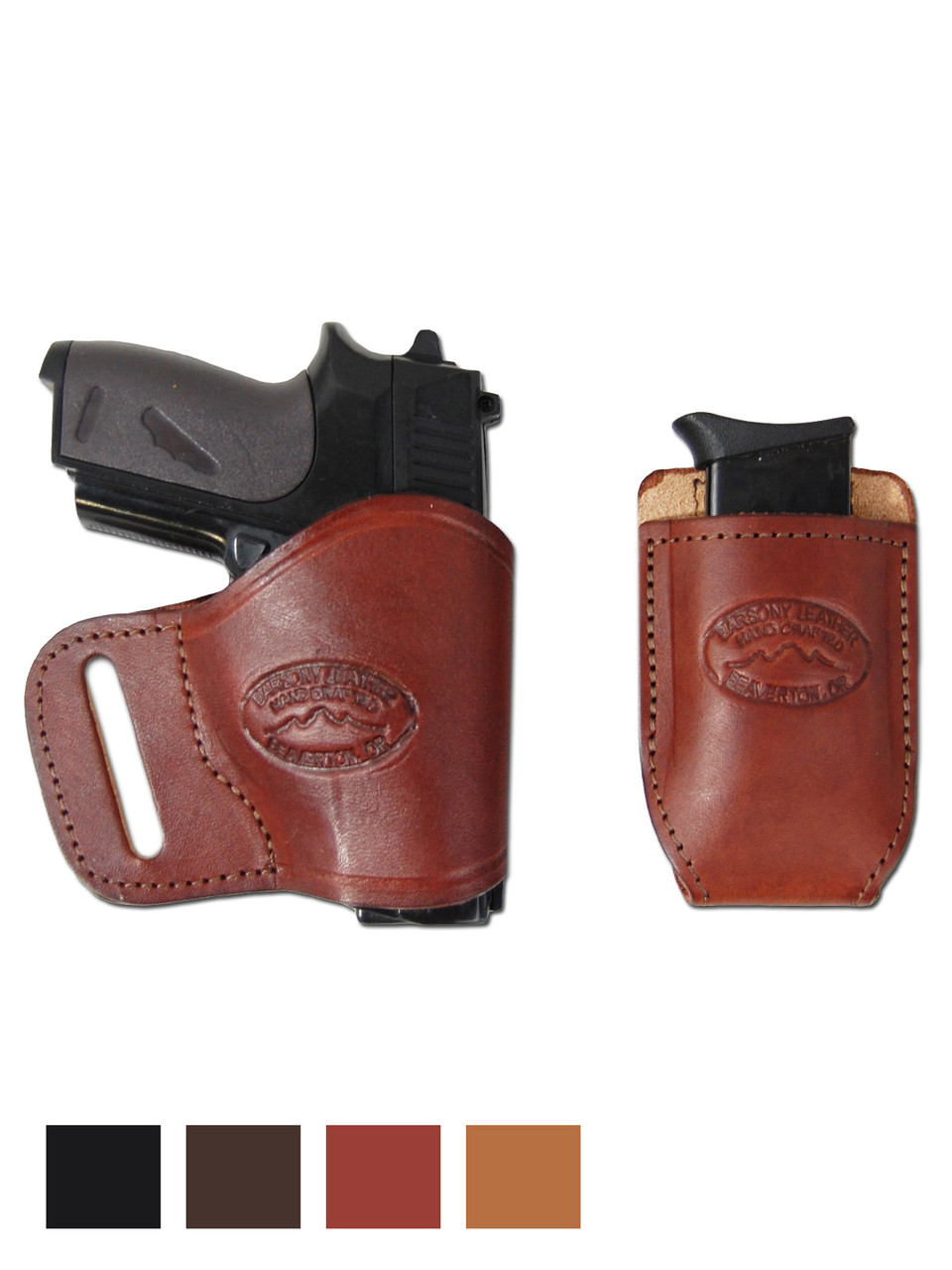 Leather Yaqui Holster + Single Magazine Pouch for 380 Ultra Compact 9mm 40 45 Pistols