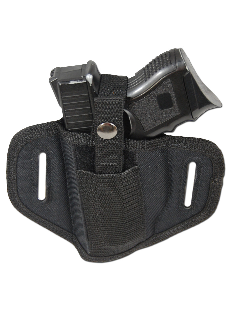 New 6 Position Ambidextrous Pancake Holster + Double Magazine Pouch for Compact 9mm 40 45 with LASER (#C34L)