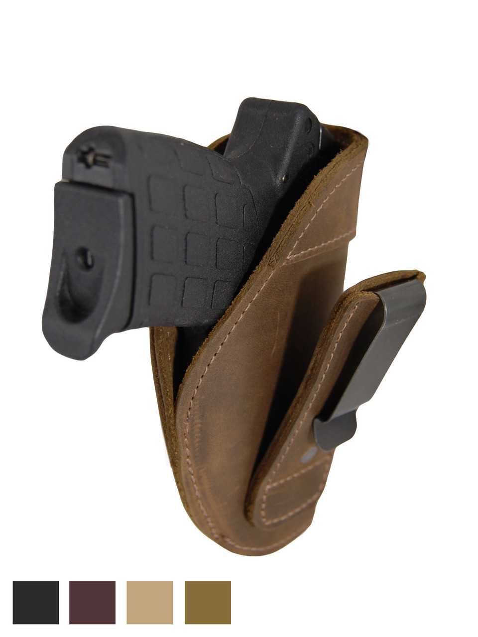 Leather Tuckable IWB Holster for Small 380, Ultra Compact 9mm 40 45 Pistols