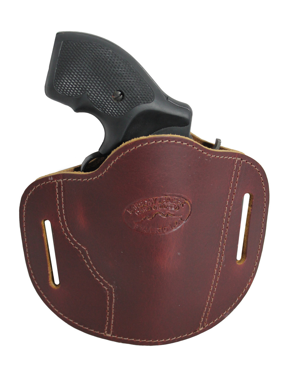 Burgundy Leather Pancake Belt Slide Holster for 2" Snub Nose Revolvers