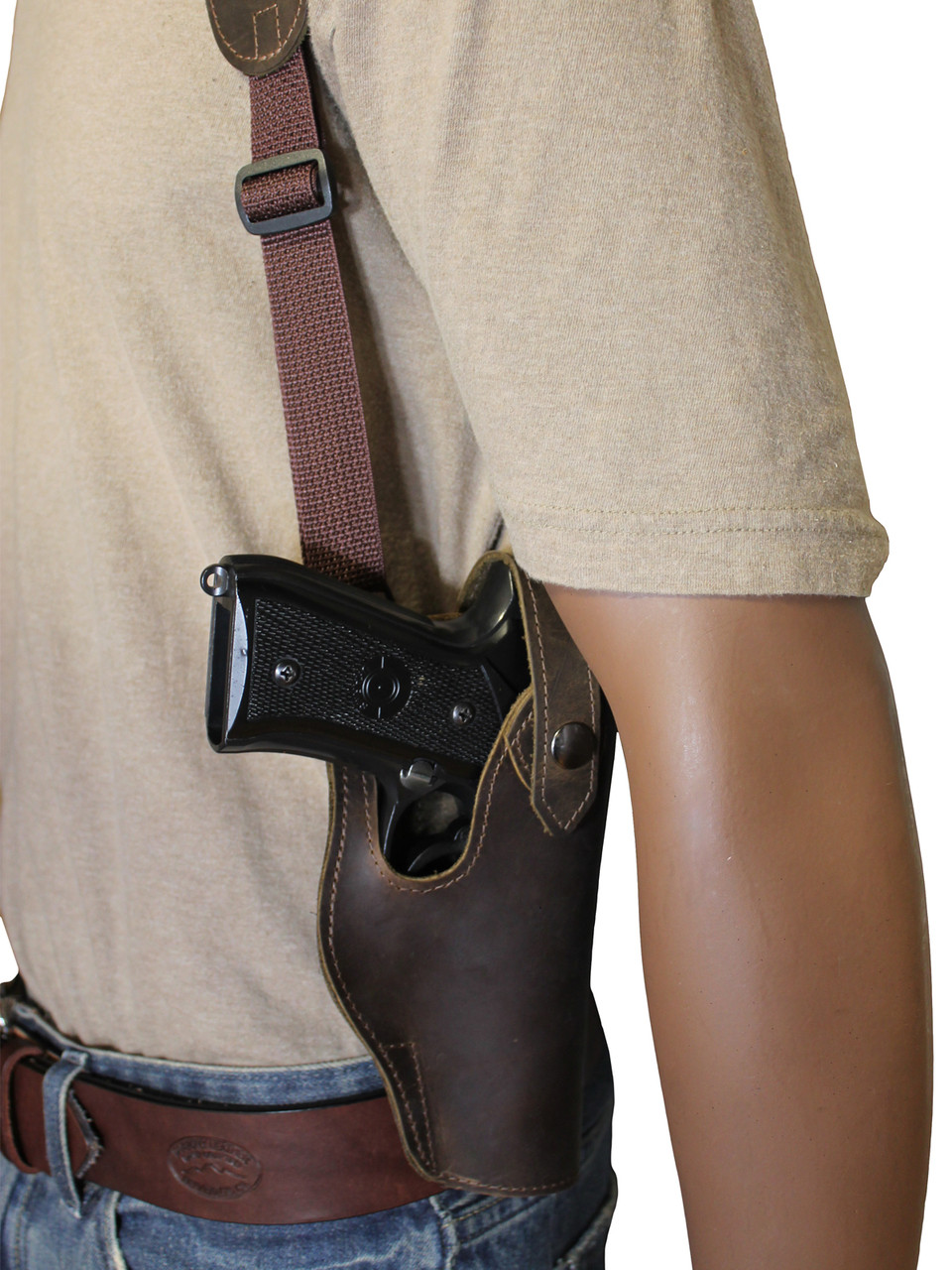 Leather Vertical Shoulder Holster with Magazine Pouch for Full