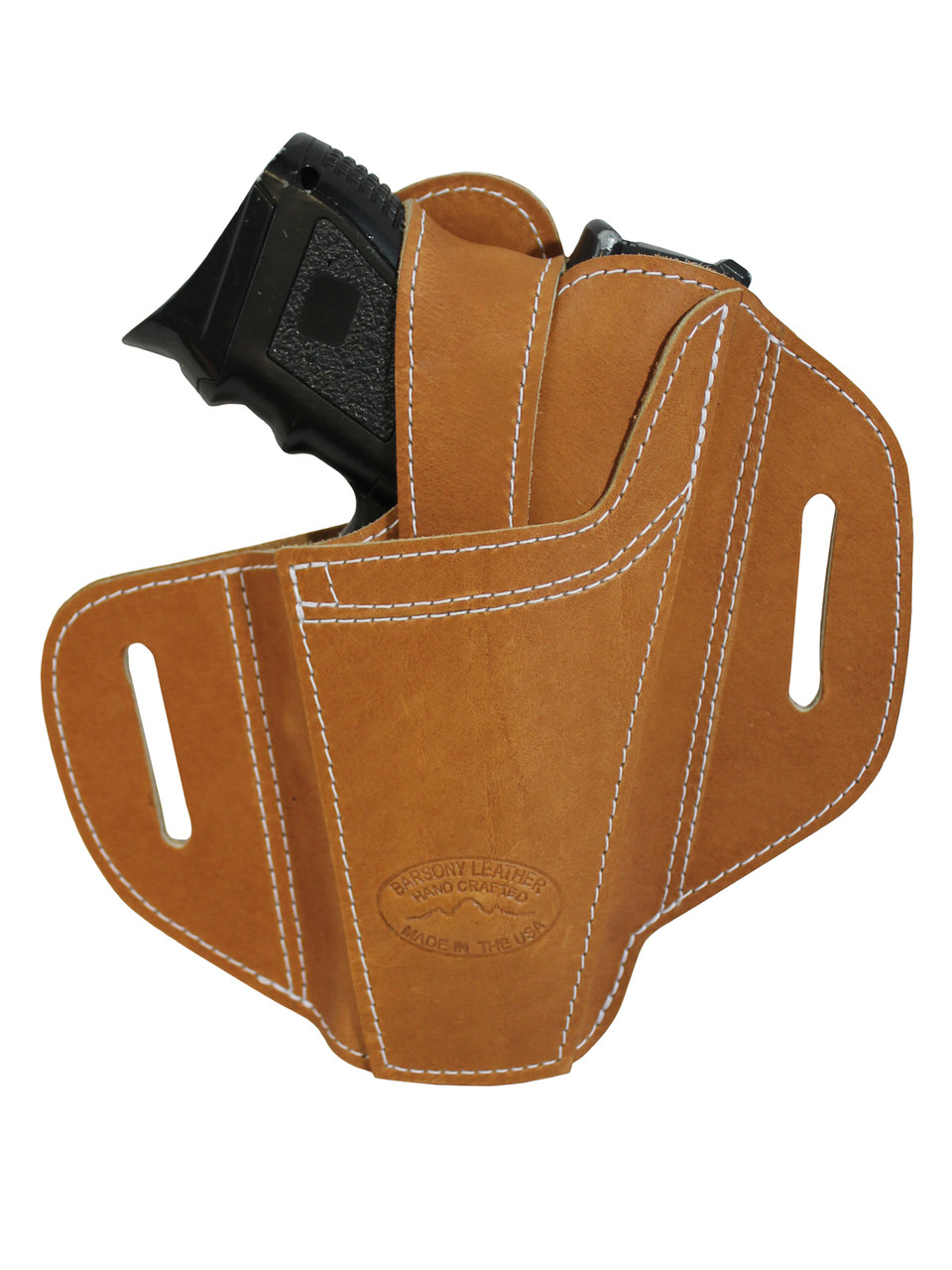 Ambidextrous Tan Leather Pancake Holster for Compact Sub-Compact 9mm 40 45 Pistols