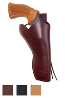 Leather 49er Western Style Holster for 6" Revolvers - available in black, brown, burgundy and saddle tan