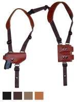 Leather Horizontal Shoulder Holster with Magazine Pouch for Mini/Pocket .22 .25 .32 .380 Pistols 