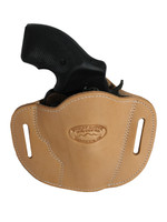 Natural Tan Leather Pancake Belt Slide Holster for 2" Snub Nose Revolvers