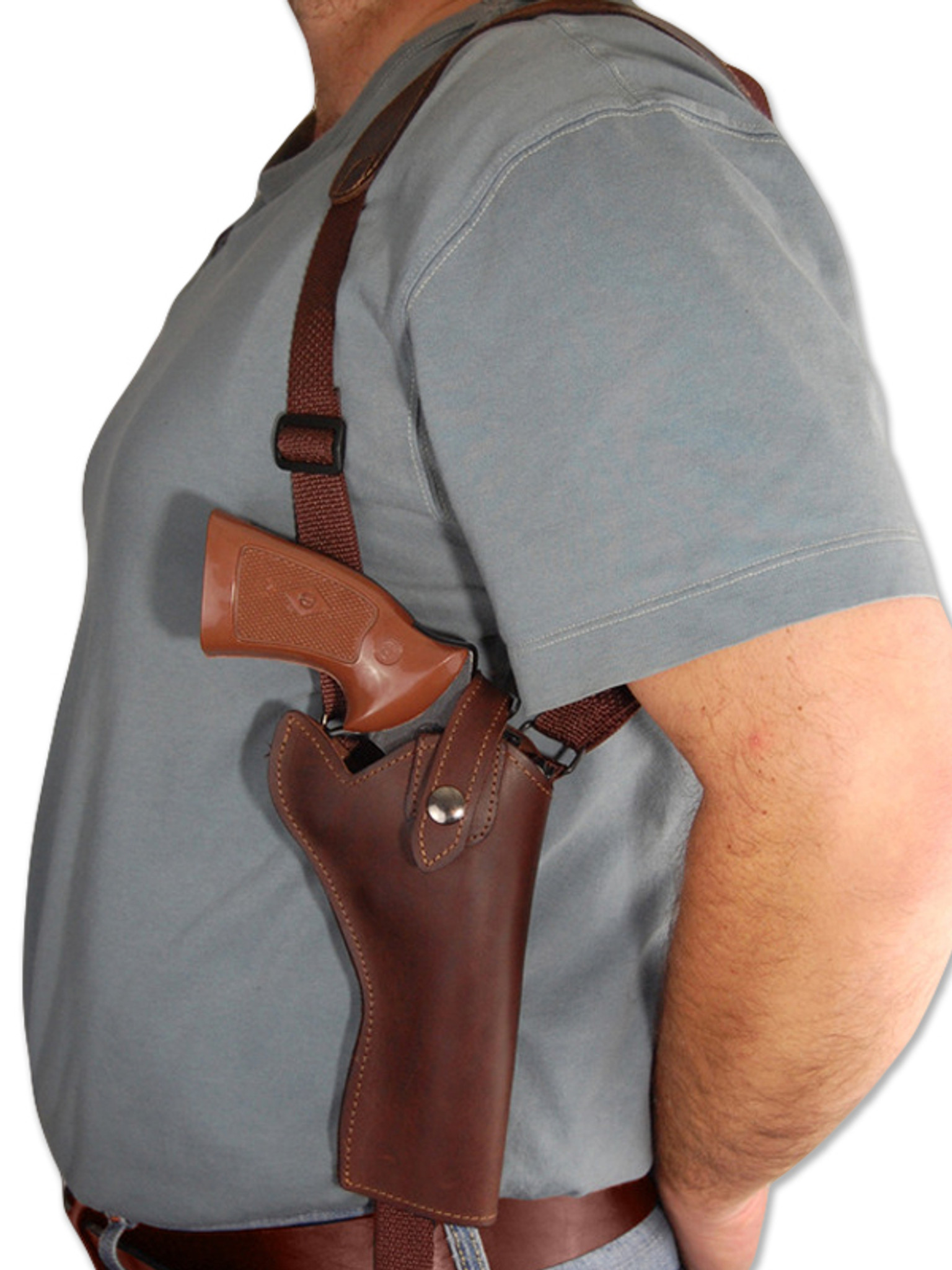 New Brown Leather Vertical Shoulder Holster w/ Speed-loader Pouch for 4-5