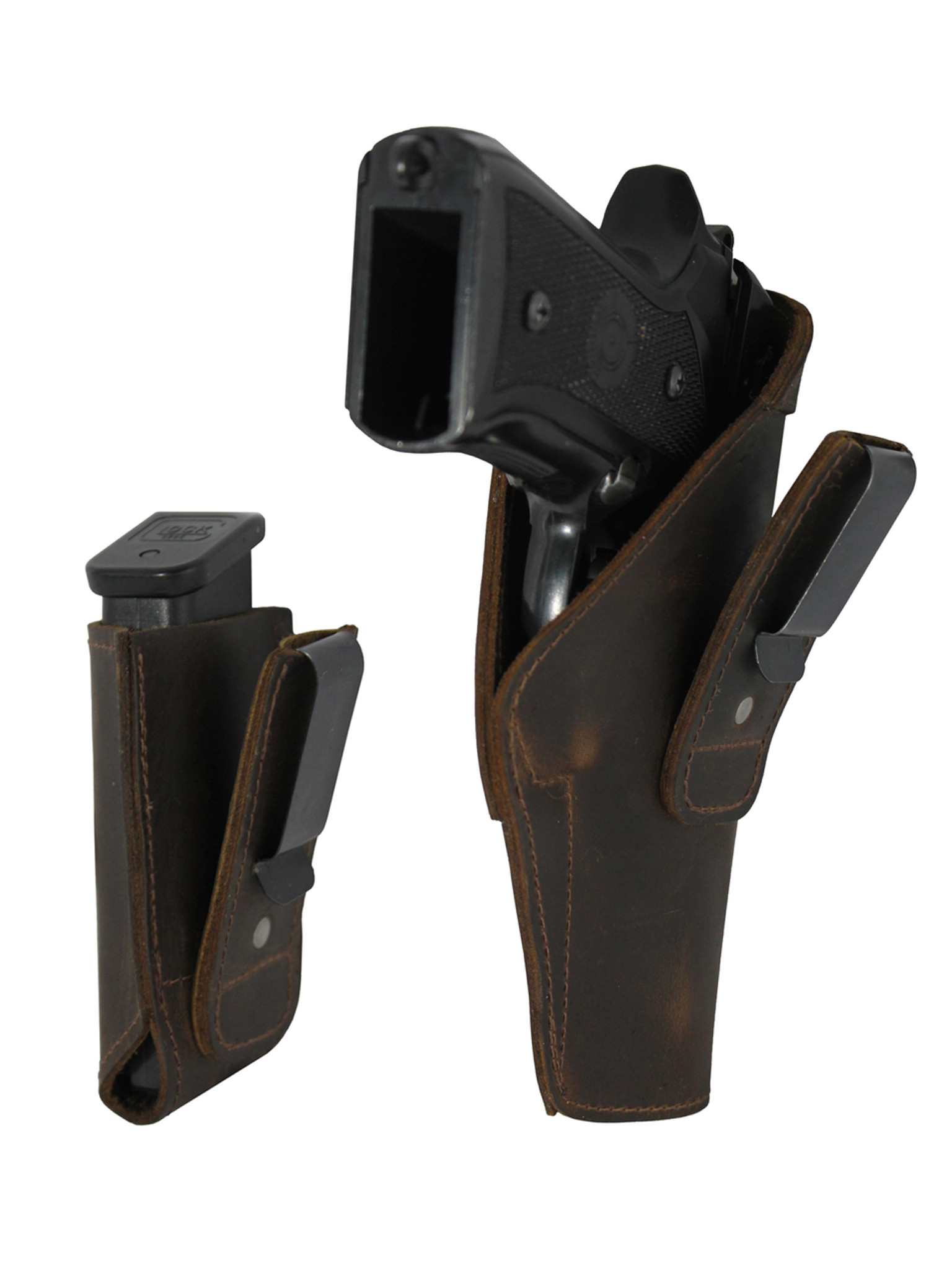 New Brown Leather Tuckable IWB Holster + Magazine Pouch for Full Size 9mm  .40 .45 Pistols (CTU68-32BR)