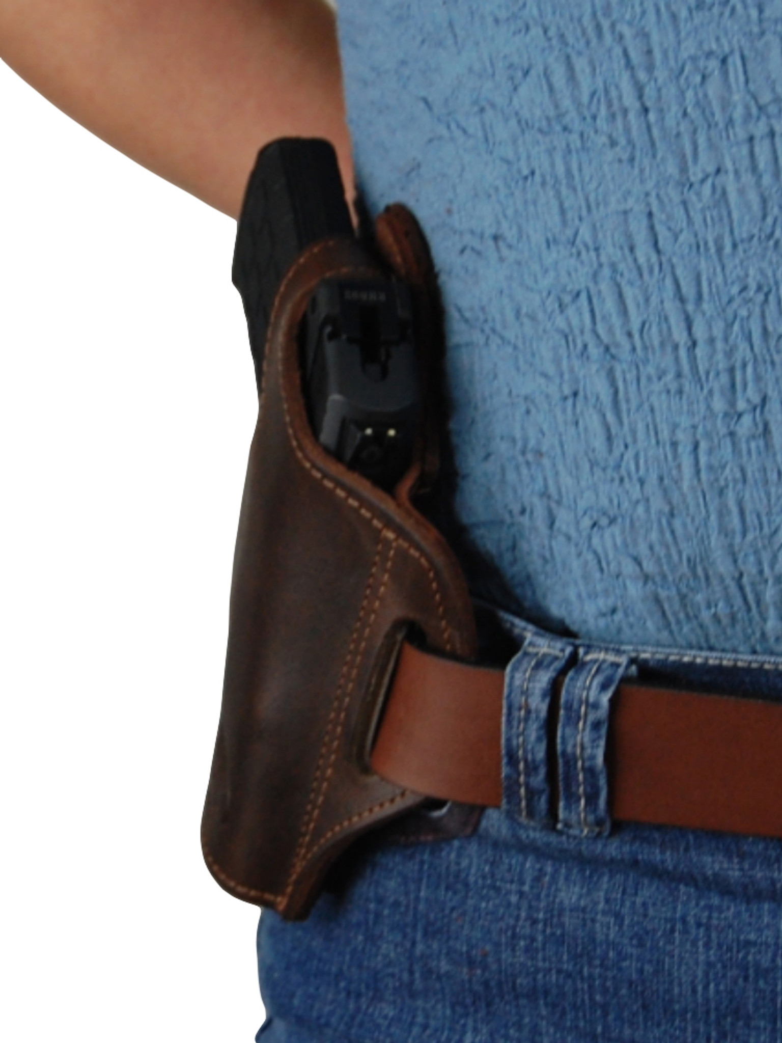 Brown Leather Pancake Holster for Bersa Thunder 380 32 right