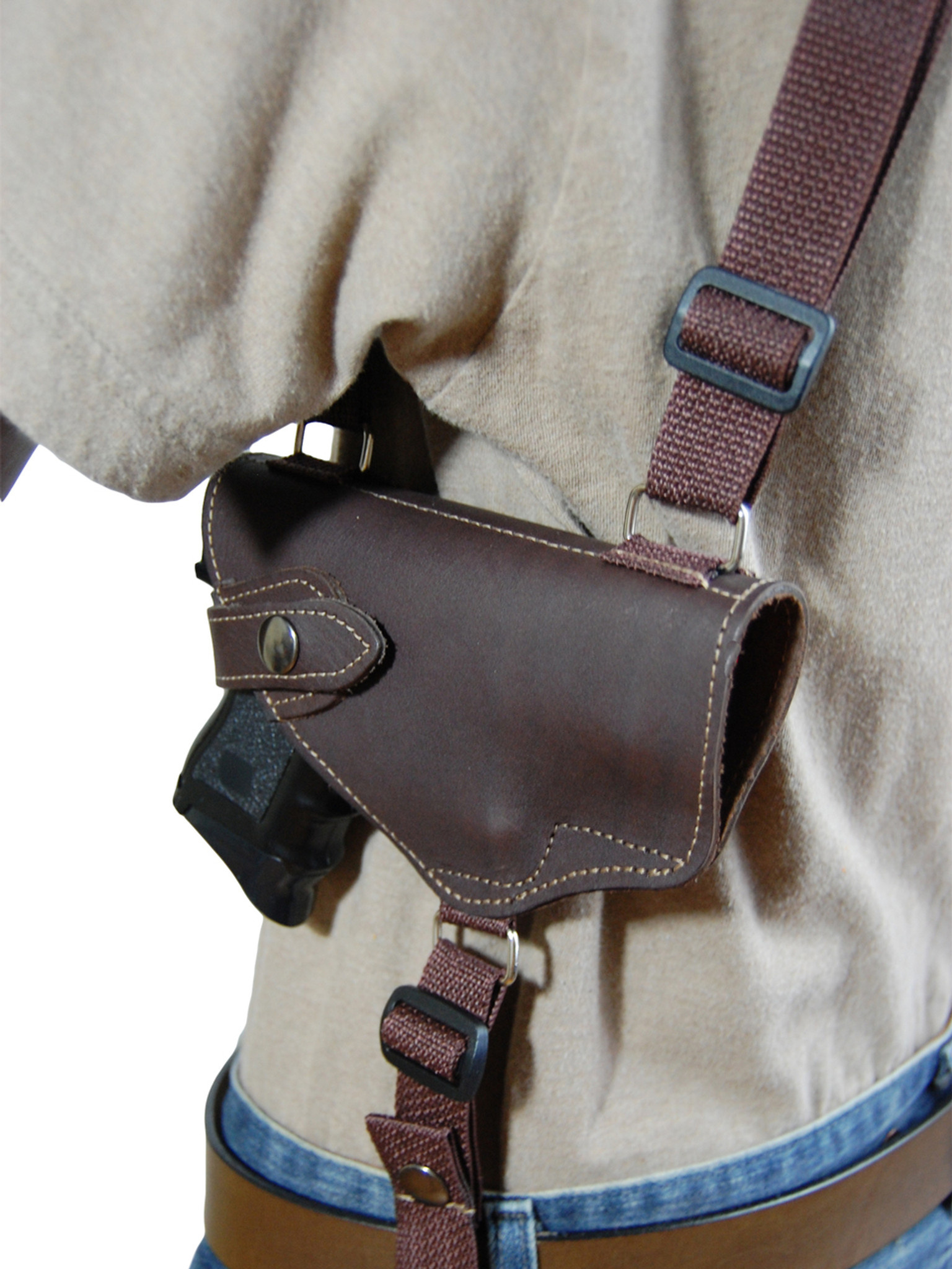 Leather Shoulder Holster with Magazine Pouch for Compact 9mm .40 .45 ...