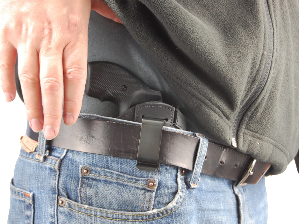 Black Leather Inside the Waistband Holster for 2" Snub Nose .38 .357