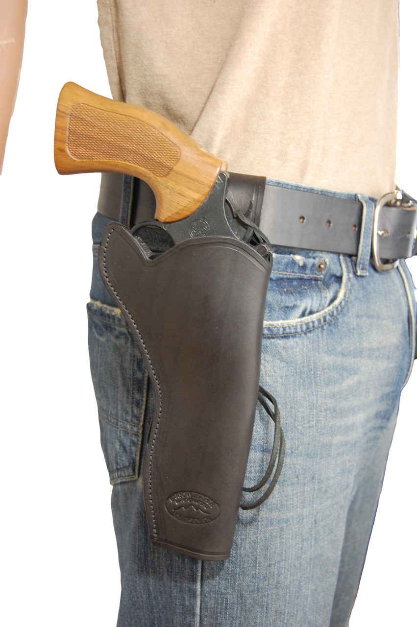 Black Leather 49er Western Holster for 6" Revolvers Barsony Holsters