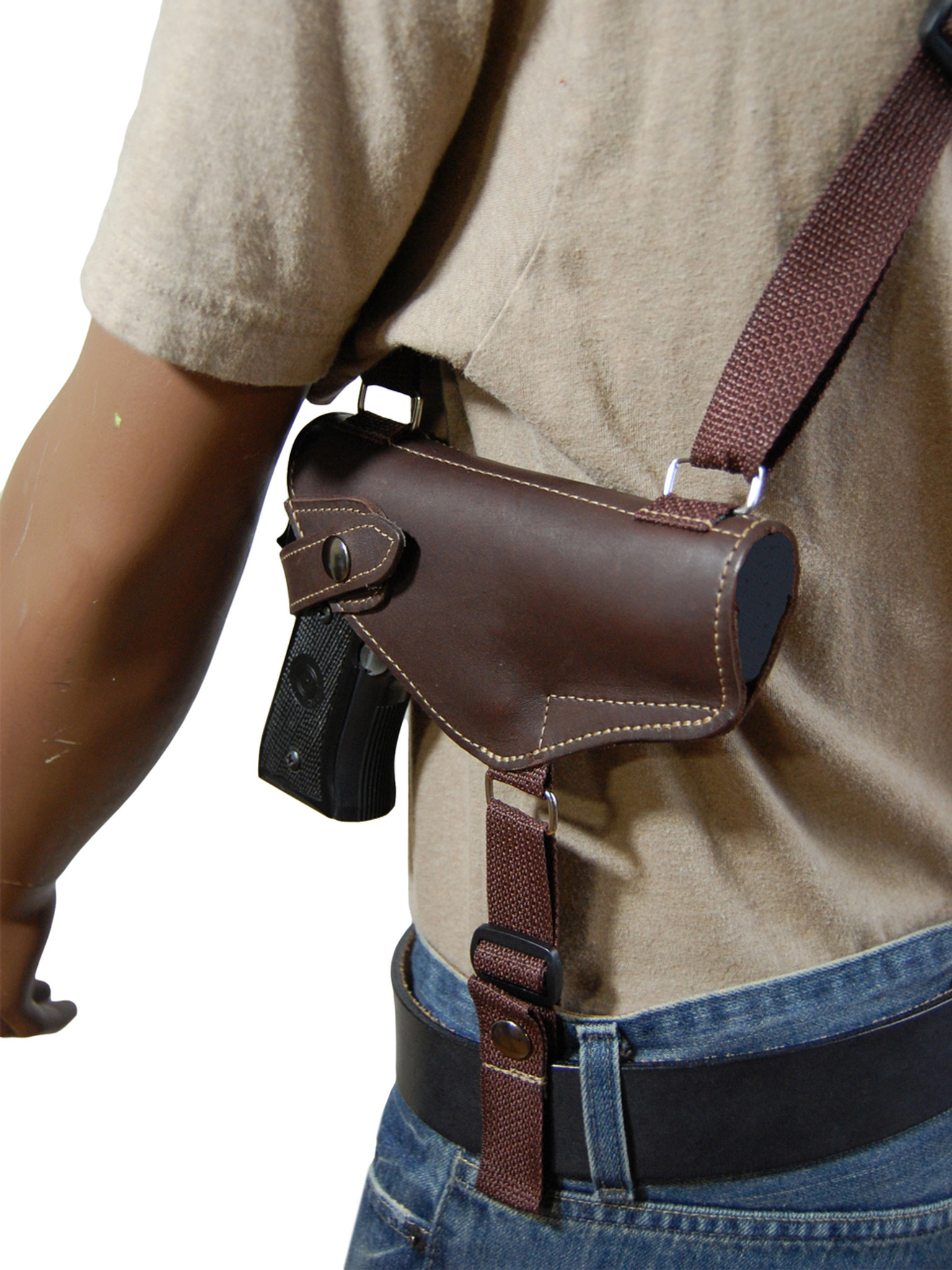 Leather Horizontal Shoulder Holster for Full Size 9mm 40 45 Pistols ...