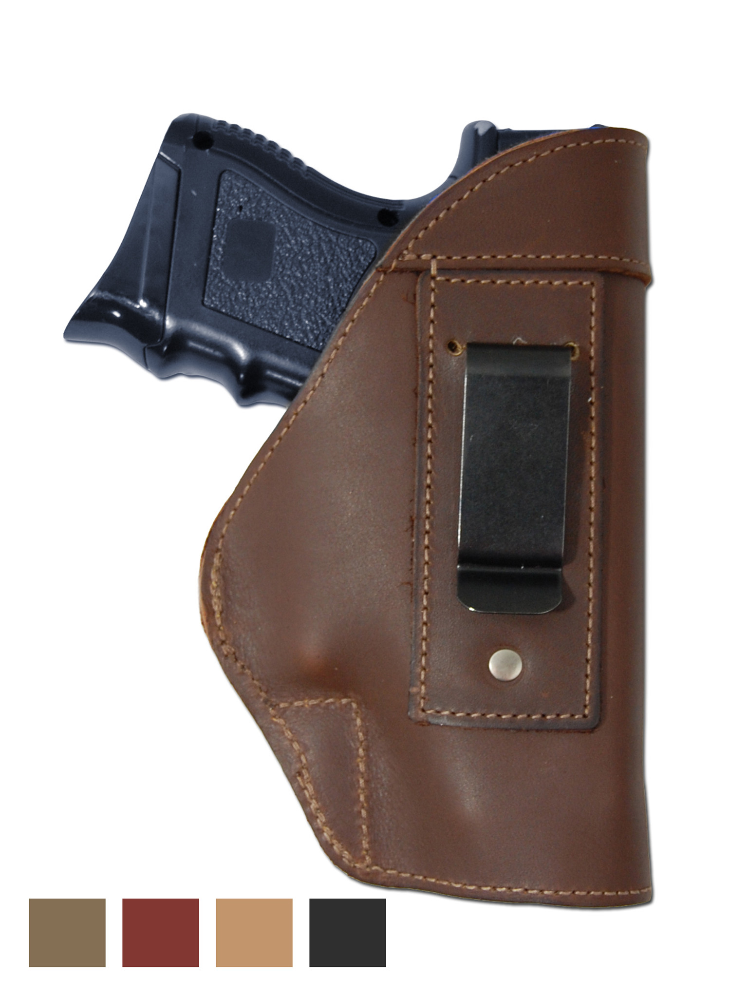 Brown Leather Inside the Waistband Holster for Compact 9mm 40 45