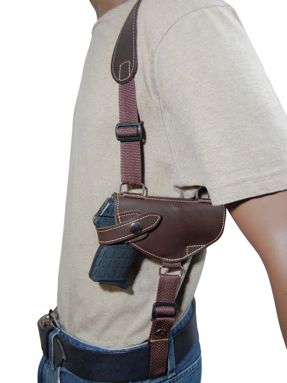 Leather Horizontal Shoulder Holster for .380 Ultra Compact 9mm .40 .45
