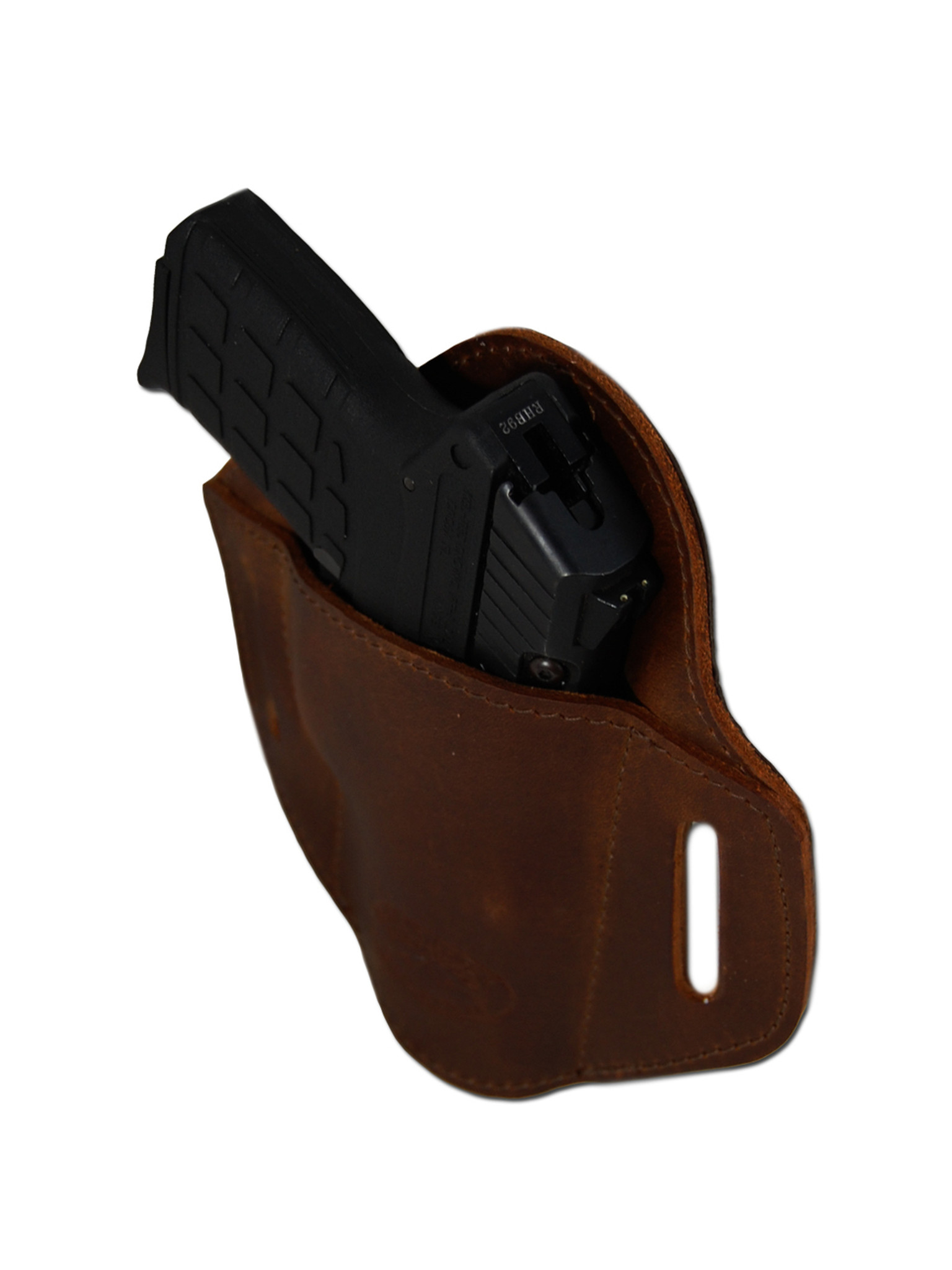 Brown Leather Pancake Belt Slide Holster for .380 Ultra Compact