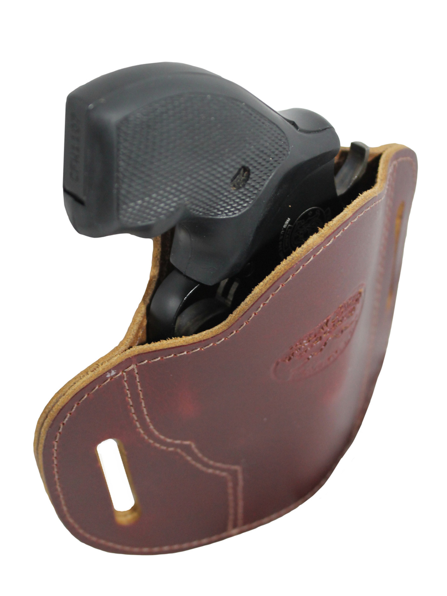Burgundy Leather Pancake Belt Slide Holster for 2" Snub Nose Revolvers
