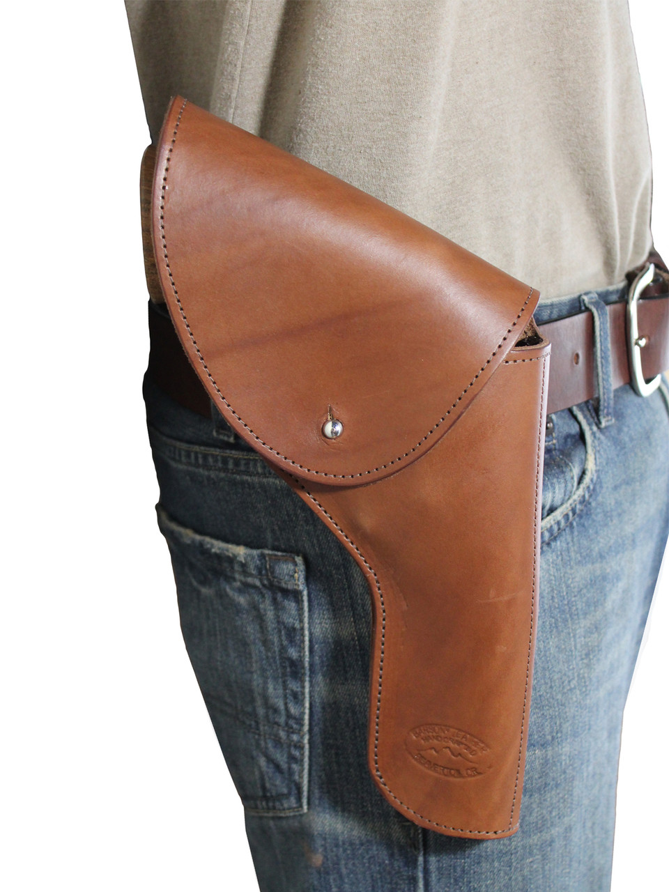 Brown Leather Flap Holster for 45" Revolvers Barsony Holsters