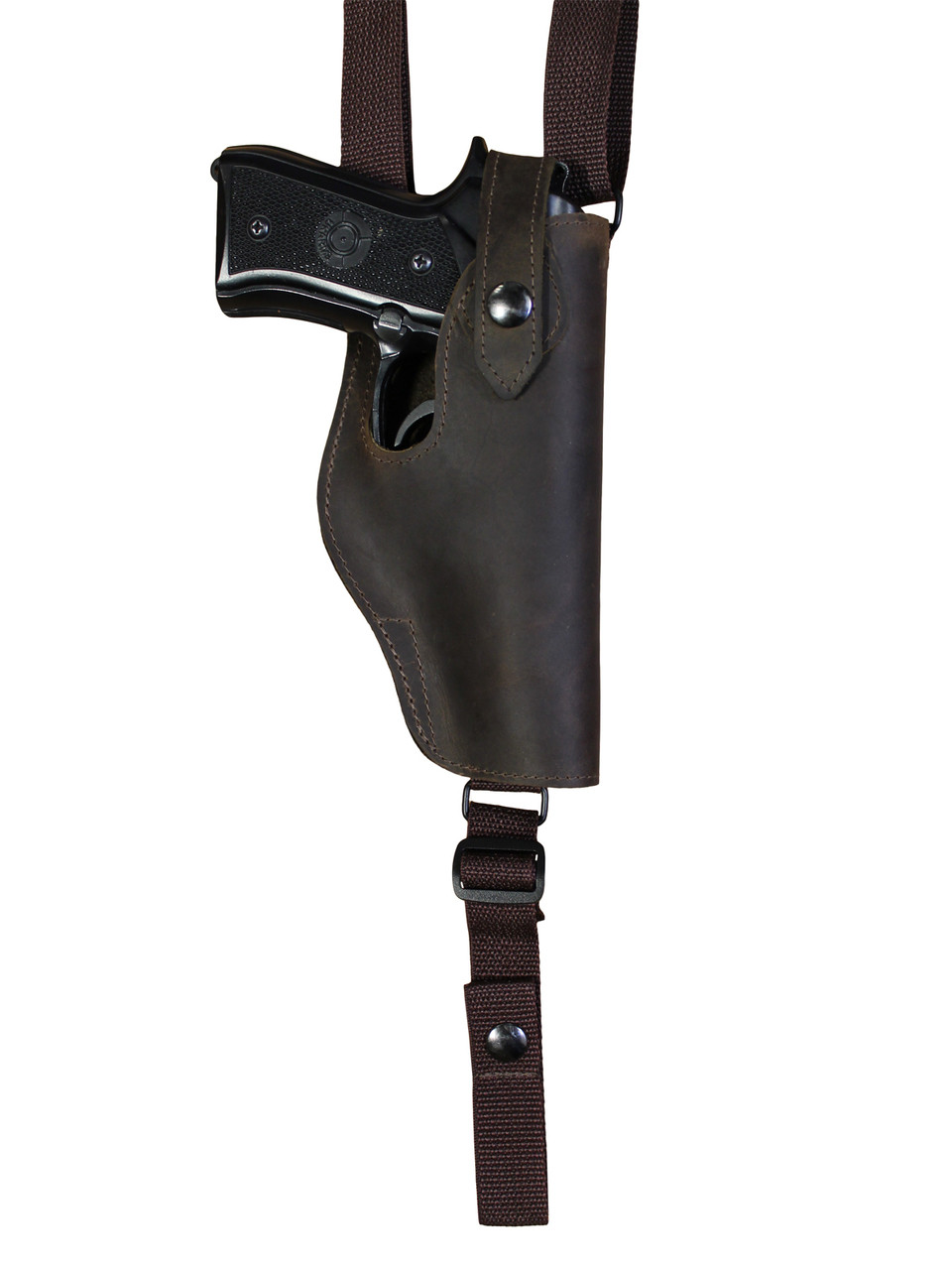 Leather Vertical Shoulder Holster with Magazine Pouch Full Size 9mm 40