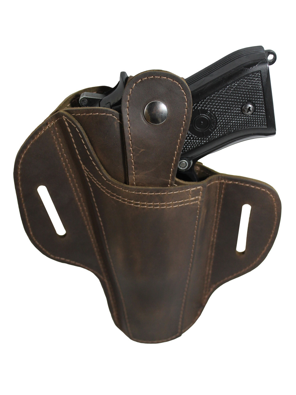 Ambidextrous Brown Leather Pancake Holster for Full Size 9mm 40 45