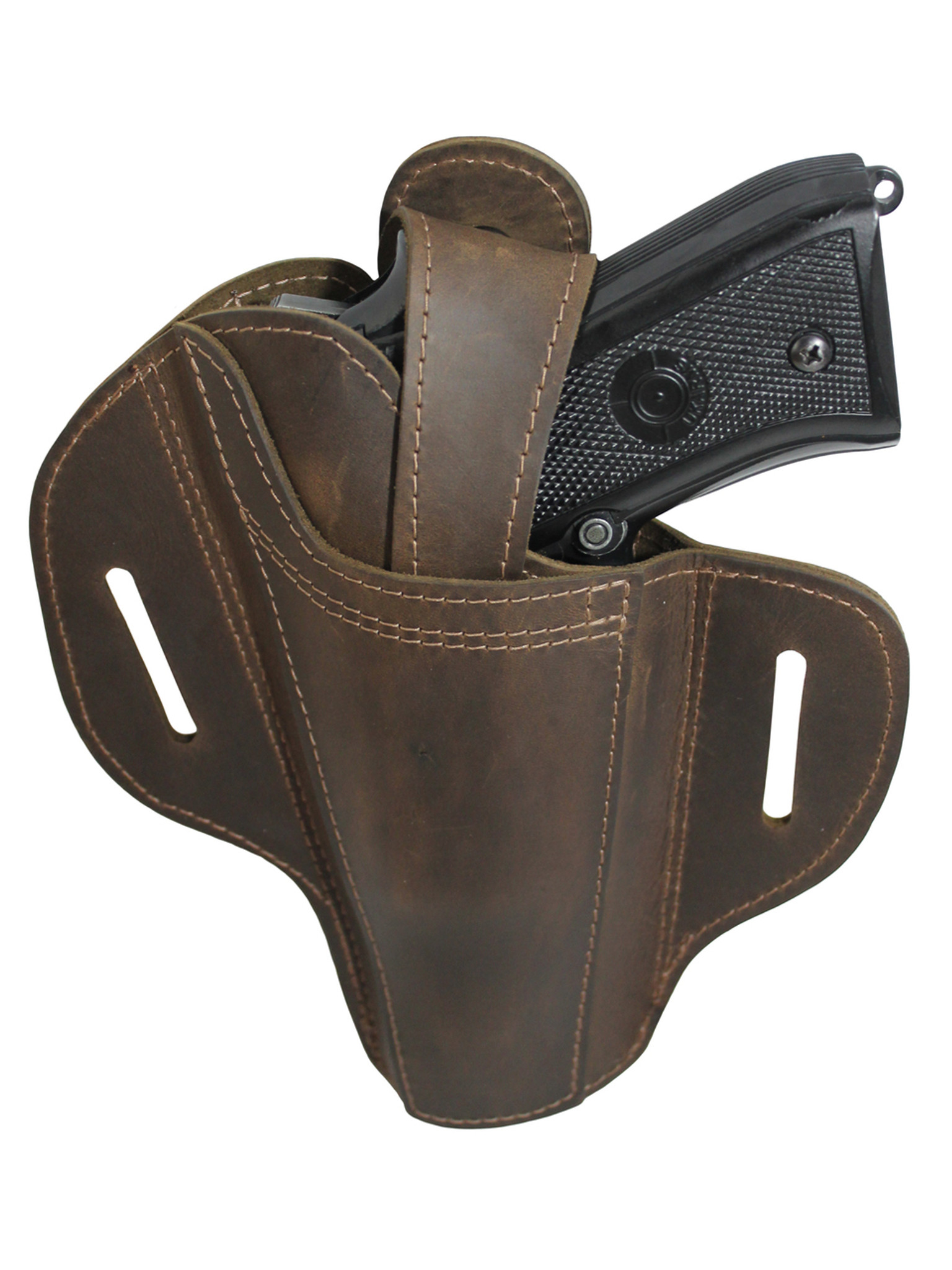 Ambidextrous Brown Leather Pancake Holster for Full Size 9mm 40 45