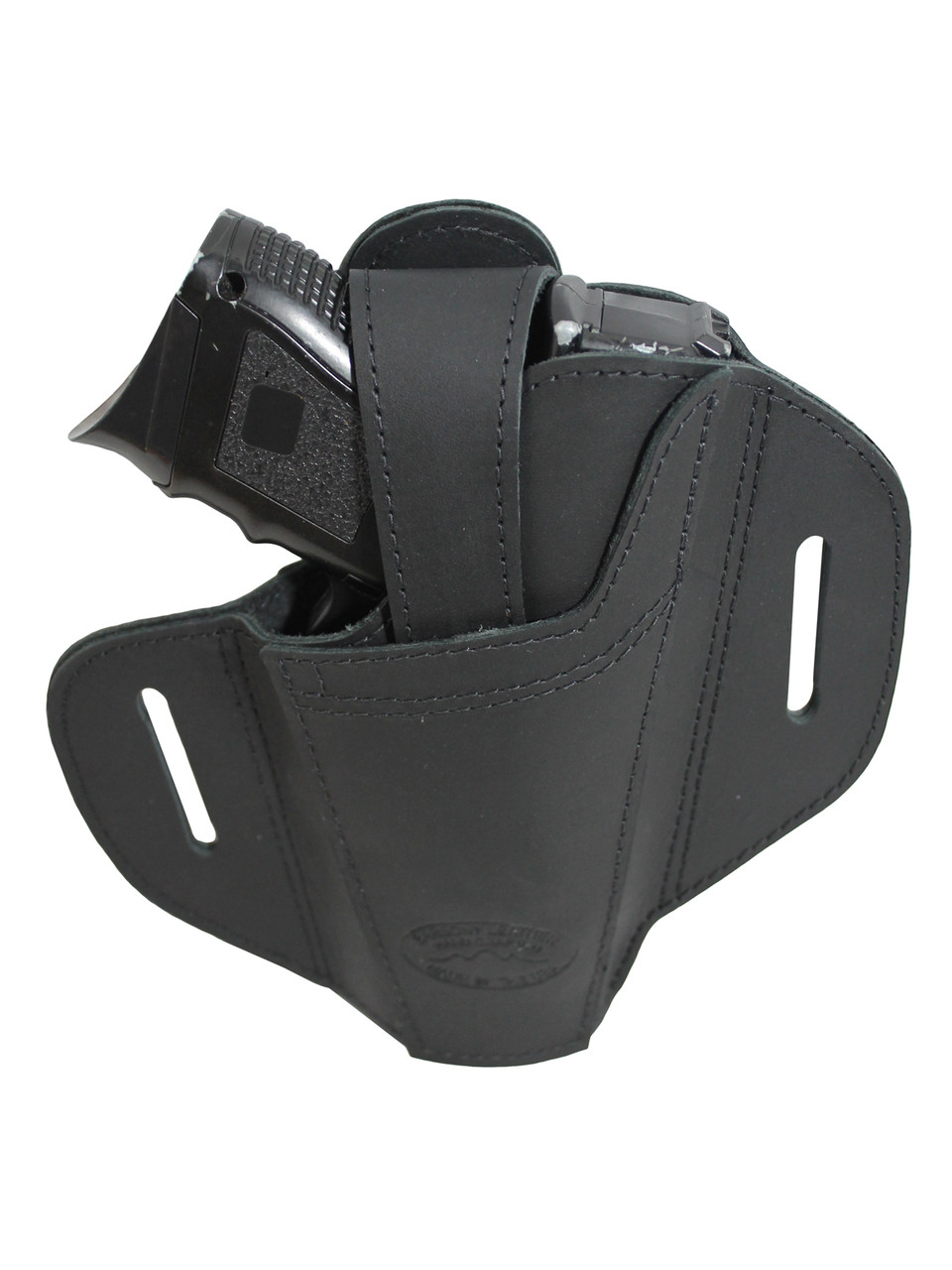 Ambidextrous Black Leather Pancake Holster for Compact 9mm 40 45
