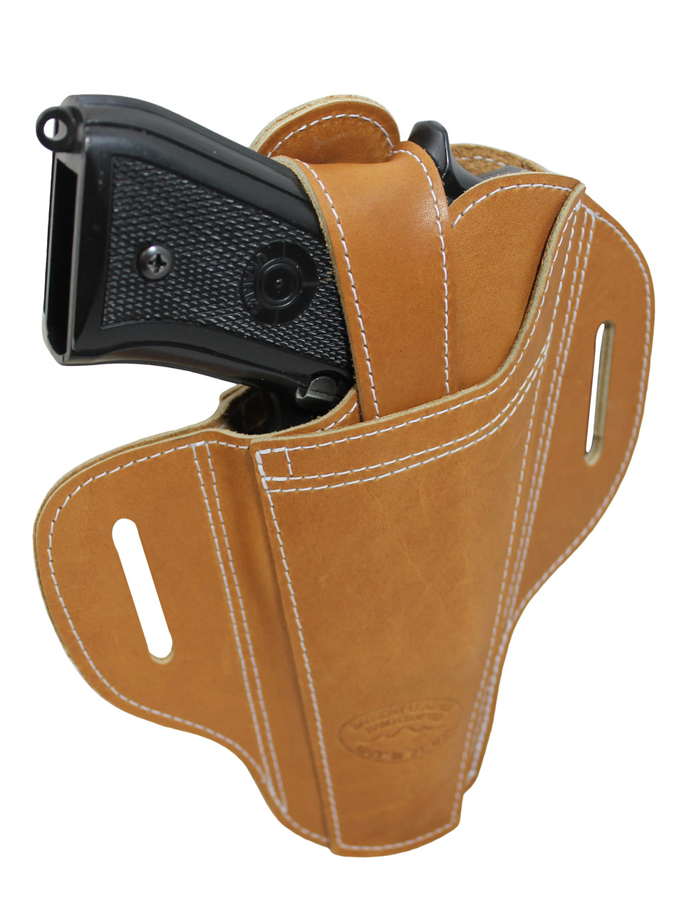 Ambidextrous Tan Leather Pancake Holster for Full Size 9mm 40 45