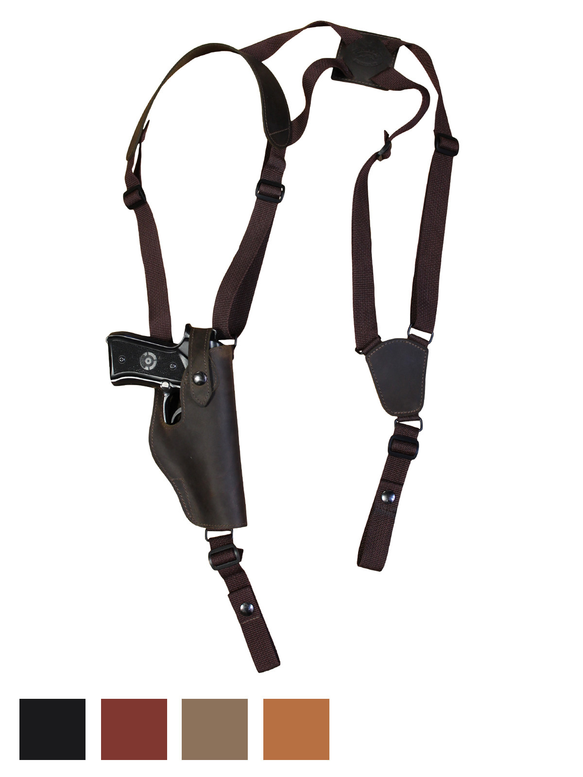 Leather Vertical Shoulder Holster for Full Size 9mm 40 45 Pistols