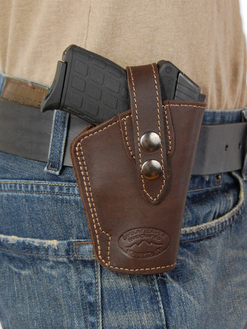 Brown Leather Belt Clip Holster for Kimber Micro 9mm right