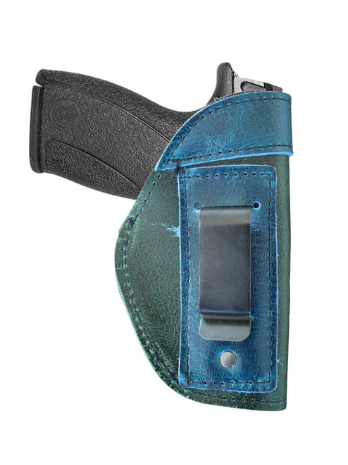 LIMITED EDITION Green/Blue Leather Inside the Waistband Holster for Mini/Pocket 22 25 32 380 Pistols
