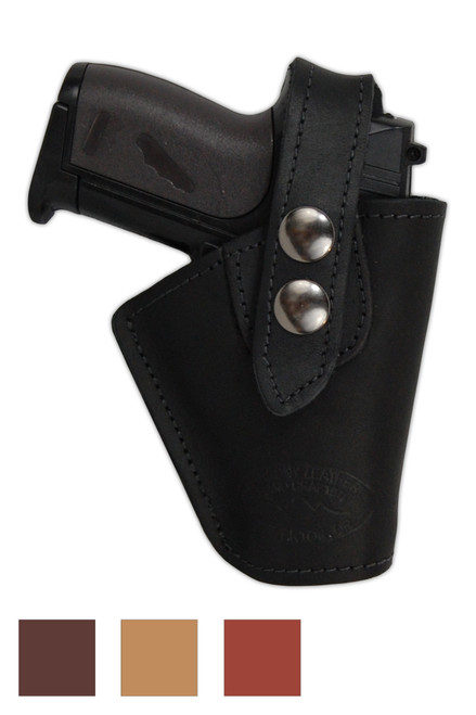 Leather OWB Holster for Mini .22 .25 .32 .380 Pistols - available in black, brown, burgundy and saddle tan