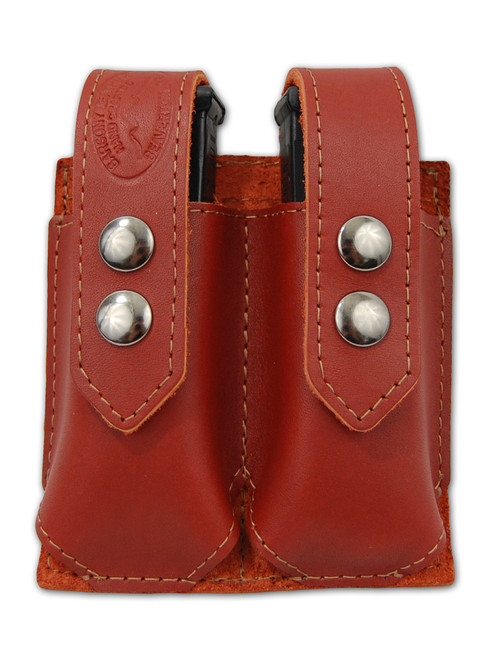 Burgundy Leather Double Magazine Pouch