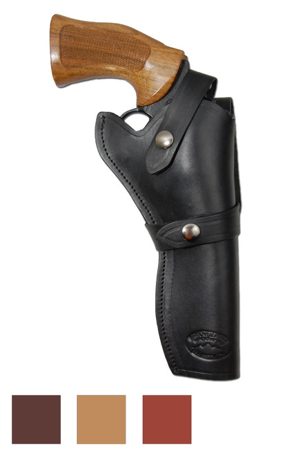 Leather Western Style Holster for 6" Revolvers - available in black, brown, burgundy and saddle tan
