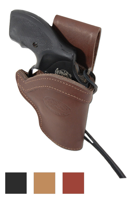 Leather Western Holster for 2" Snub Nose 22 38 357 41 44 Revolvers - available in black, brown, burgundy and saddle tan