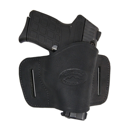 Black Leather Quick Slide Holster for .380 Ultra Compact 9mm .40 .45 Pistols with LASER