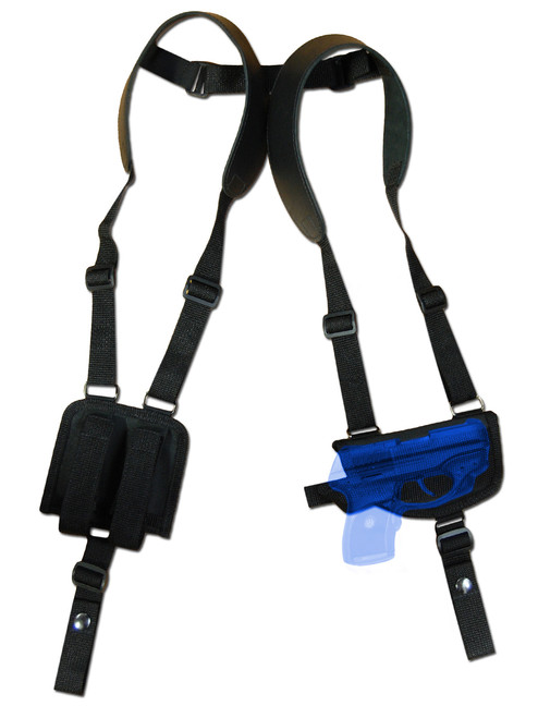 Horizontal Shoulder Holster w/ Magazine Pouch for .380, Ultra Compact 9mm .40 .45 Pistols with LASER 