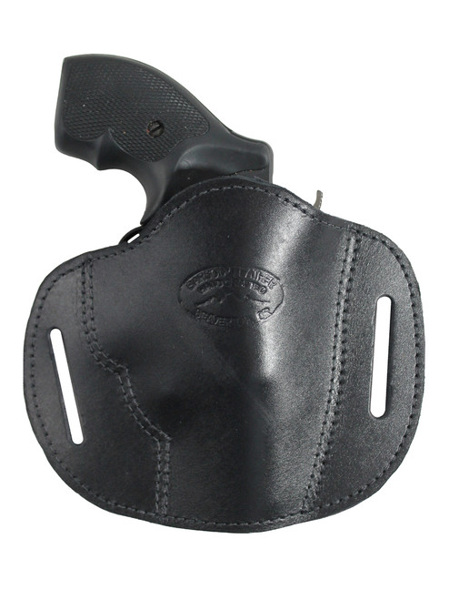 Black Leather Pancake Belt Slide Holster for 2" Snub Nose Revolvers