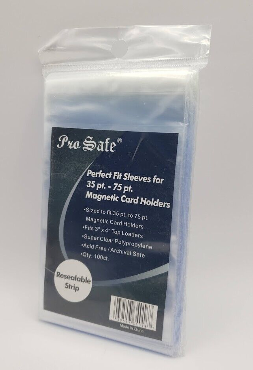 Pro-Safe Resealable Perfect Fit Sleeves Magnetic Card Holder Size (100  Count Pack)