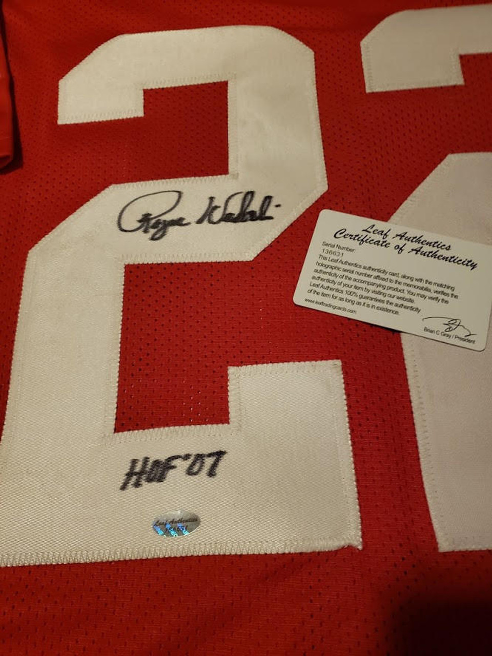 Roger Wehrli St. Louis Cardinals Signed Autographed Jersey Leaf