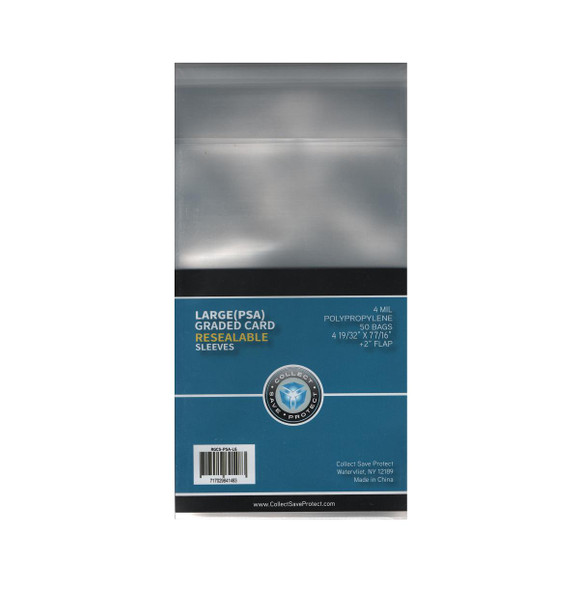 Collect Save Protect CSP Large Size PSA Slab Resealable Graded Card Sleeves 4 Mil Poly 50 Count Pack Collect Save Protect CSP Large Size PSA Slab Resealable Graded Card Sleeves 4 Mil Poly 50 Count Pack