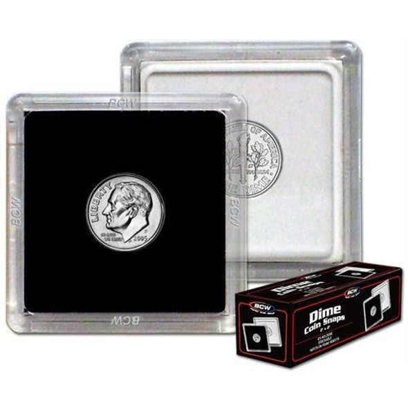 BCW Full Box of 25 BCW Dime Size Premium 2x2 Coin Snap Holders